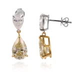 The “Canary Dream” Bridal Double Pear Moissanite Earrings by Natalie
