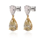 The “Canary Dream” Bridal Double Pear Moissanite Earrings by Natalie - Image 3