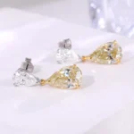 The “Canary Dream” Bridal Double Pear Moissanite Earrings by Natalie - Image 7