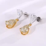 The “Canary Dream” Bridal Double Pear Moissanite Earrings by Natalie - Image 8